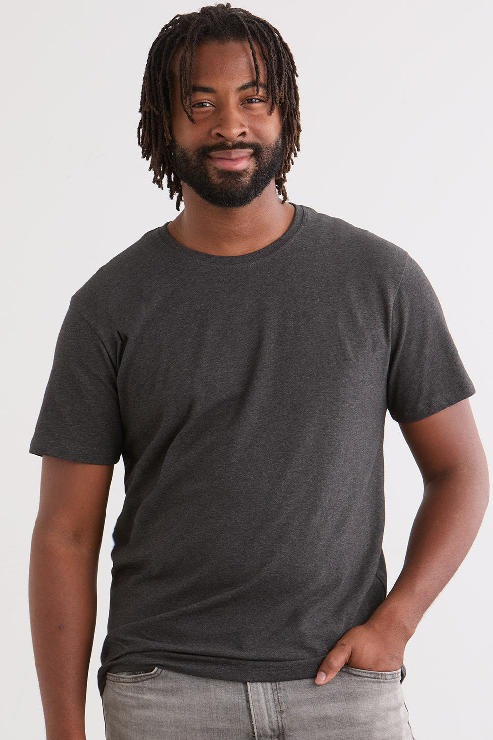 Men's Organic Cotton Crew Neck T-shirt | Dark Charcoal Grey Heather | Fair Indigo | Ethically Made Clothing | Fair Trade Clothes