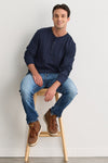 Men's 100% Organic Cotton Long Sleeve Henley | Dark Navy Blue | Fair Indigo | Ethically Made Clothing | Fair Trade Clothes