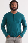 Men's 100% Organic Cotton Long Sleeve Henley | Deep Teal Green | Fair Indigo | Ethically Made Clothing | Fair Trade Clothes