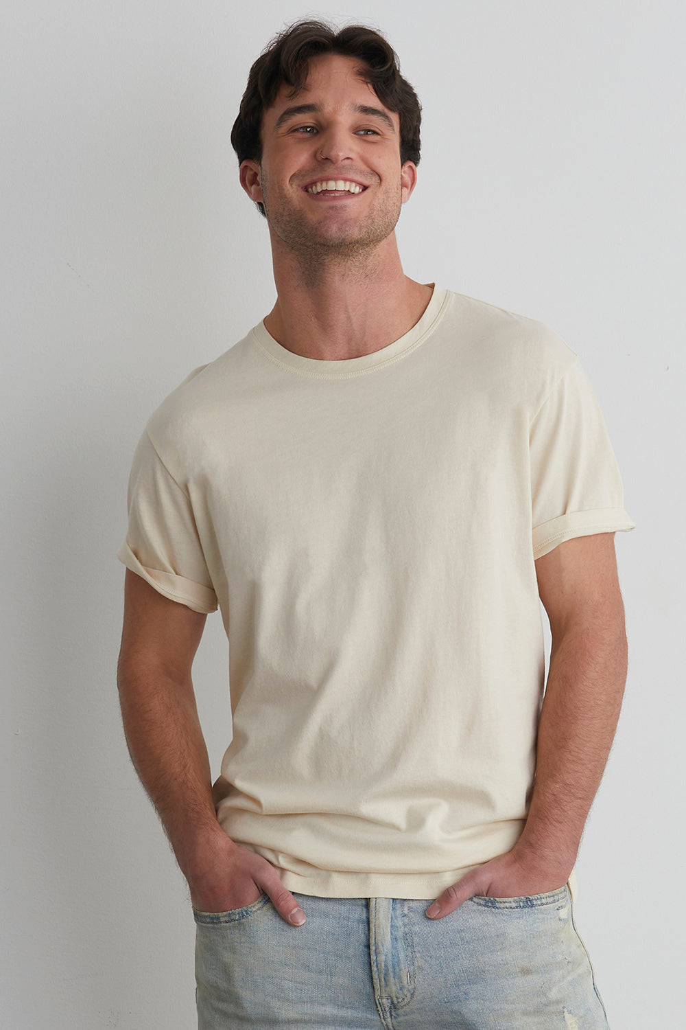Men's 100% Organic Cotton Crew Neck T-Shirt | Undyed Dye Free No Dye | Fair Indigo | Ethically Made Clothing | Fair Trade Clothes