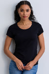 Women's Organic Cotton Slim Scoop Neck Tee | Black | Fair Indigo | Ethically Made Clothing | Fair Trade Clothes
