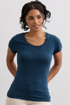 Women's Organic Cotton Slim Scoop Neck Tee | Dark Ocean Blue | Fair Indigo | Ethically Made Clothing | Fair Trade Clothes