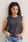 Women's 100% Organic Cotton Sleeveless Tee | Dark Charcoal Grey Heather | Fair Indigo | Ethically Made Clothing | Fair Trade Clothes