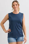 Women's 100% Organic Cotton Sleeveless Tee | Indigo Blue | Fair Indigo | Ethically Made Clothing | Fair Trade Clothes