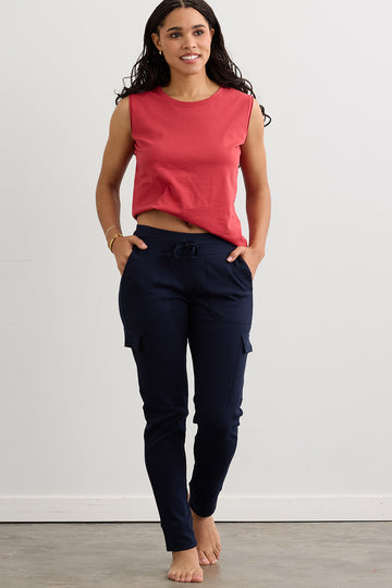 Women's 100% Organic Cotton Sleeveless Tee | Vintage Red | Fair Indigo | Ethically Made Clothing | Fair Trade Clothes
