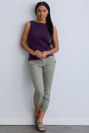 Women's Luxe 100% Organic Cotton Sleeveless Boat Neck Tee | Eggplant Purple | Fair Indigo | Ethically Made Clothing | Fair Trade Clothes