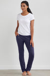Women's Organic Cotton Knit Pants with Pockets 31 in | Navy Blue | Fair Indigo | Ethically Made Clothing | Fair Trade Clothes