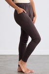Women's 100% Organic Cotton Leggings with Pocket 30 in | Chocolate Brown | Fair Indigo | Ethically Made Clothing | Fair Trade Clothes
