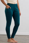 Women's 100% Organic Cotton Leggings with Pocket 30 in | Deep Teal Green | Fair Indigo | Ethically Made Clothing | Fair Trade Clothes
