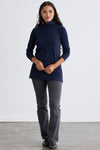 Women's Luxe Organic Cotton 100% Cotton High-Neck Tunic | Dark Navy Blue | Fair Indigo | Ethically Made Clothing | Fair Trade Clothes