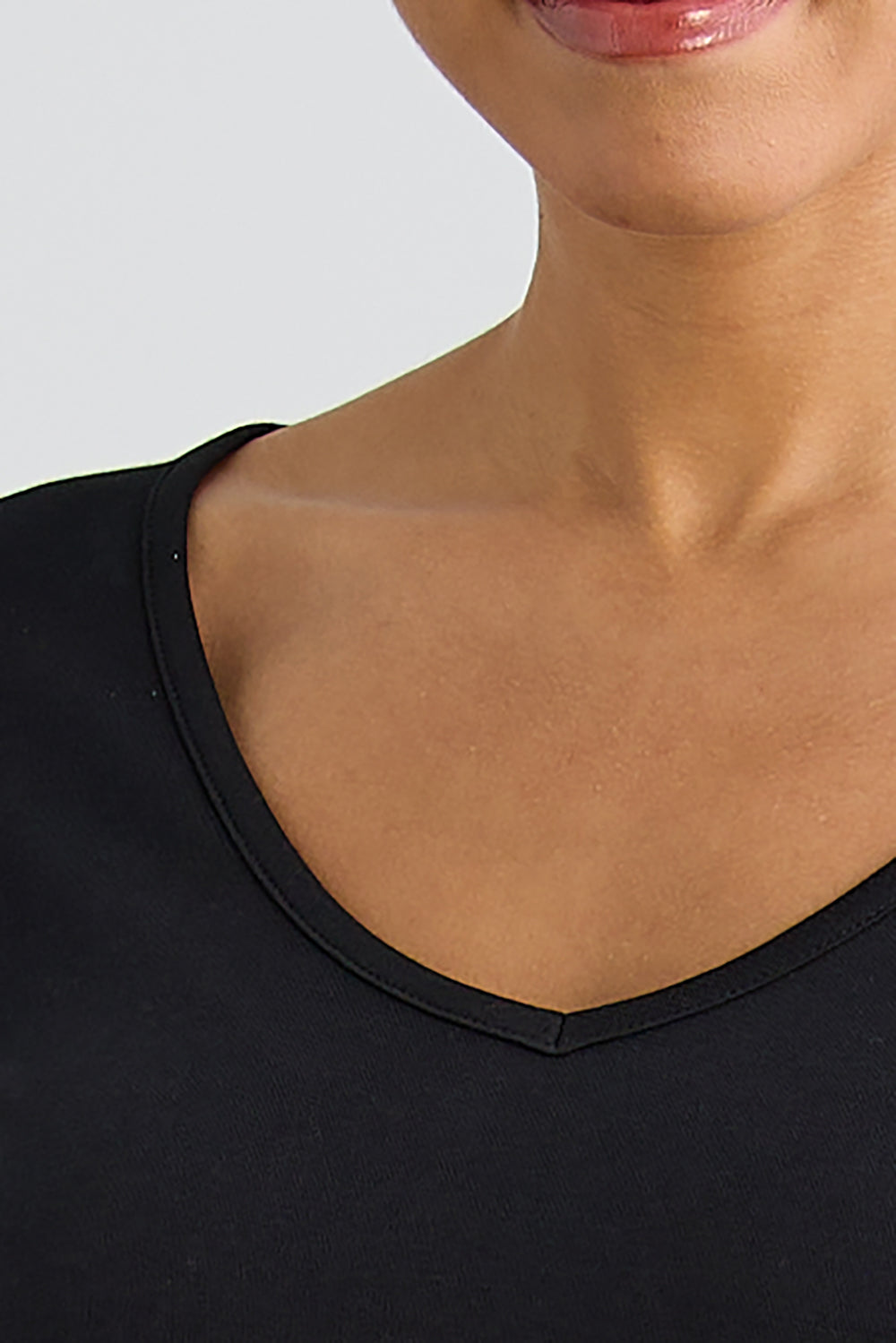 Women's Organic Cotton 100% Cotton 3/4 Sleeve V-neck Dress | Black | Fair Indigo | Ethically Made Clothing | Fair Trade Clothes
