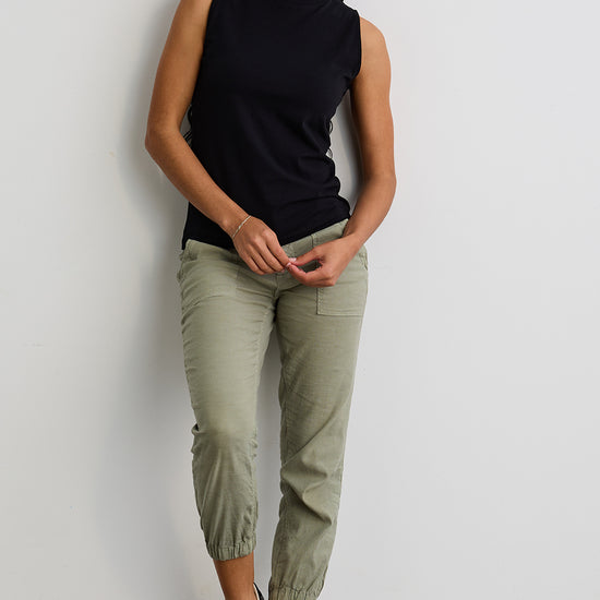 Women's Organic Cotton Sleeveless Mock Neck Tee | Black | Fair Indigo | Ethically Made Clothing | Fair Trade Clothes