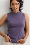 Women's Organic Cotton Sleeveless Mock Neck Tee | Purple | Fair Indigo | Ethically Made Clothing | Fair Trade Clothes