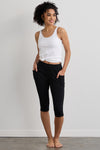 Women's 100% Organic Cotton Capri Leggings | Black | Fair Indigo | Ethically Made Clothing | Fair Trade Clothes