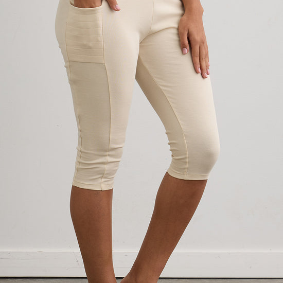 Women's 100% Organic Cotton Capri Leggings | Undyed Dye Free No Dye | Fair Indigo | Ethically Made Clothing | Fair Trade Clothes