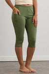 Women's 100% Organic Cotton Capri Leggings | Willow Green | Fair Indigo | Ethically Made Clothing | Fair Trade Clothes