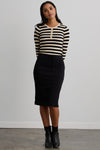 Women's Organic Cotton French Terry Pocket Midi Skirt | Black | Fair Indigo | Ethically Made Clothing | Fair Trade Clothes