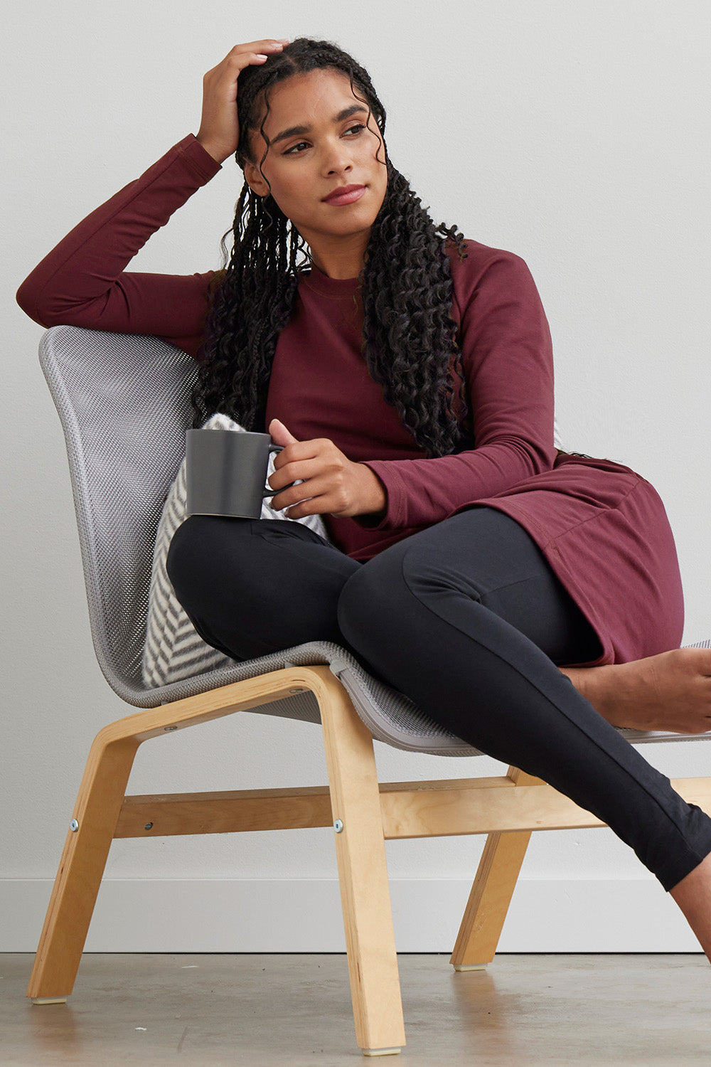 Women's Organic Cotton Sweatshirt Dress | Burgundy Red | Fair Indigo | Ethically Made Clothing | Fair Trade Clothes