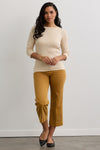 Women's Organic Cotton ¾ Sleeve Cable Boat Neck Sweater | Undyed Dye Free No Dye | Fair Indigo | Ethically Made Clothing | Fair Trade Clothes