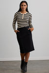 Women's Organic Cotton Stripe Henley Sweater | Black/Undyed | Fair Indigo | Ethically Made Clothing | Fair Trade Clothes