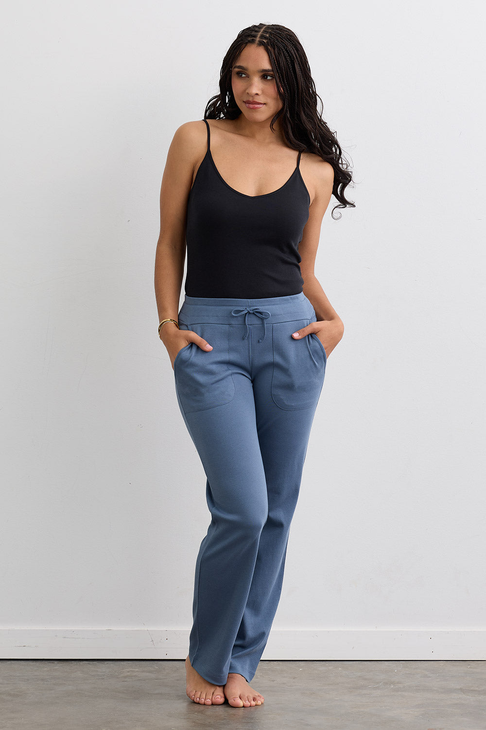 Women's Organic Cotton 100% Cotton Lounge Pants 31 in | Storm Blue | Fair Indigo | Ethically Made Clothing | Fair Trade Clothes
