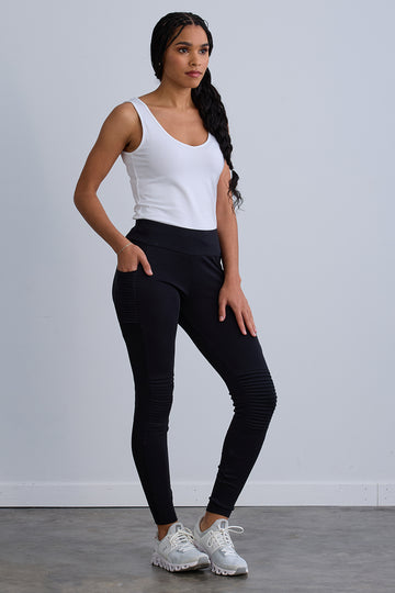 Women's Organic Cotton 100% Cotton Seamed Leggings | Black | Fair Indigo | Ethically Made Clothing | Fair Trade Clothes