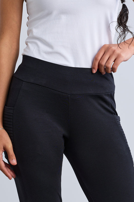 Women's Organic Cotton 100% Cotton Seamed Leggings | Black | Fair Indigo | Ethically Made Clothing | Fair Trade Clothes