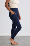 Women's Organic Cotton 100% Cotton Seamed Leggings | Dark Navy Blue | Fair Indigo | Ethically Made Clothing | Fair Trade Clothes