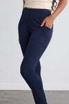 Women's Organic Cotton 100% Cotton Seamed Leggings | Dark Navy Blue | Fair Indigo | Ethically Made Clothing | Fair Trade Clothes