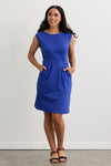 Women's Organic Cotton 100% Cotton Cap Sleeve Pocket Dress | Cobalt Blue | Fair Indigo | Ethically Made Clothing | Fair Trade Clothes