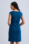 Women's Organic Cotton 100% Cotton Cap Sleeve Pocket Dress | Peacock Blue | Fair Indigo | Ethically Made Clothing | Fair Trade Clothes