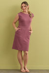 Women's Organic Cotton 100% Cotton Cap Sleeve Pocket Dress | Soft Plum Pink Purple | Fair Indigo | Ethically Made Clothing | Fair Trade Clothes