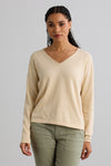Women's Organic Cotton 100% Cotton Relaxed V-neck Sweater | Undyed Dye Free No Dye | Fair Indigo | Ethically Made Clothing | Fair Trade Clothes