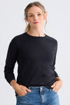 Women's Organic Cotton 100% Cotton Ultra Pura Long Sleeve T-shirt | Black | Fair Indigo | Ethically Made Clothing | Fair Trade Clothes