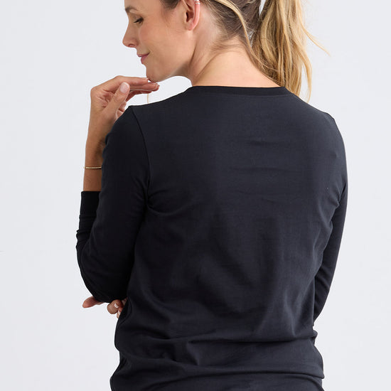 Women's Organic Cotton 100% Cotton Ultra Pura Long Sleeve T-shirt | Black | Fair Indigo | Ethically Made Clothing | Fair Trade Clothes