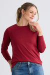 Women's Organic Cotton 100% Cotton Ultra Pura Long Sleeve T-shirt | Bonfire Red | Fair Indigo | Ethically Made Clothing | Fair Trade Clothes