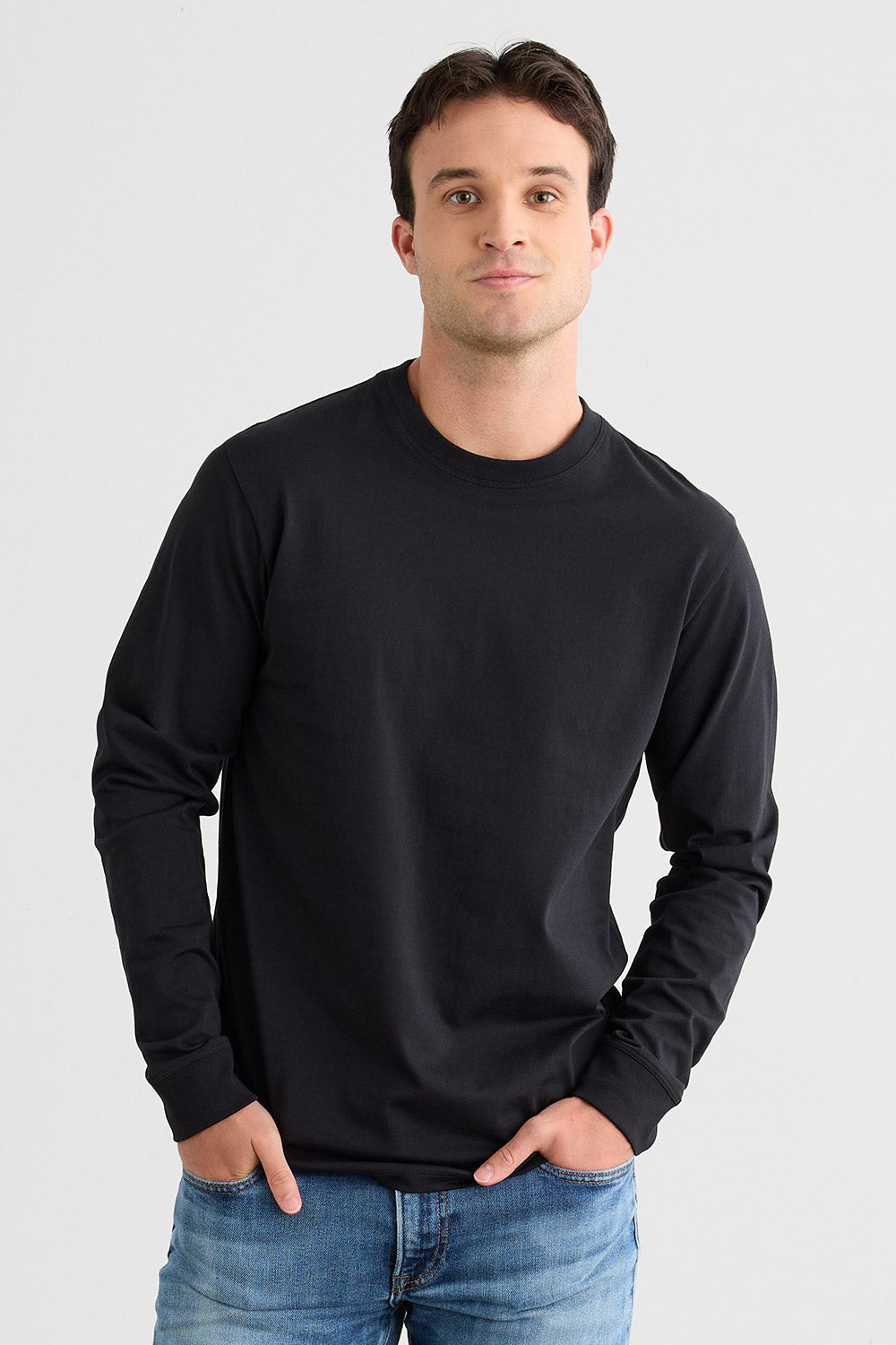 Men's Organic Cotton 100% Cotton Ultra Pura Long Sleeve T-shirt | Black | Fair Indigo | Ethically Made Clothing | Fair Trade Clothes