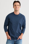 Men's Organic Cotton 100% Cotton Ultra Pura Long Sleeve T-shirt | Indigo Blue | Fair Indigo | Ethically Made Clothing | Fair Trade Clothes