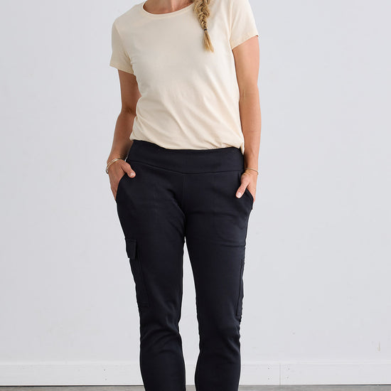 Women's Organic Cotton Double Faced Trouser Pants | Black | Fair Indigo | Ethically Made Clothing | Fair Trade Clothes