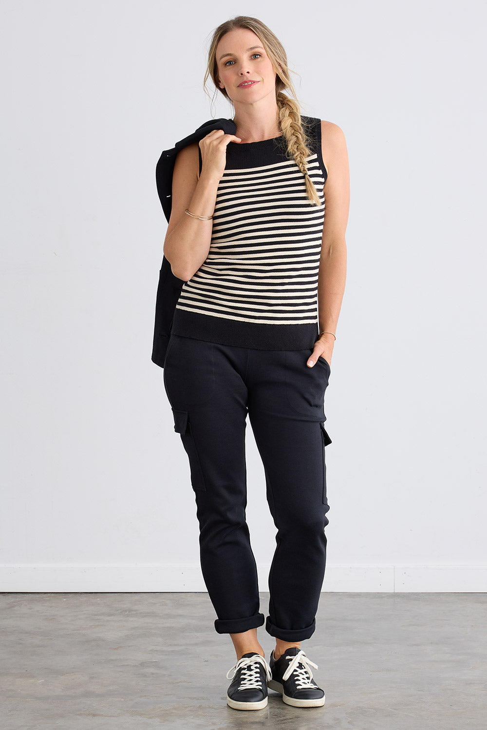 Women's Organic Cotton Double Faced Trouser Pants | Black | Fair Indigo | Ethically Made Clothing | Fair Trade Clothes