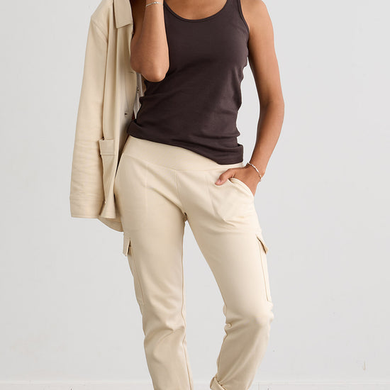 Women's Organic Cotton Double Faced Trouser Pants | Undyed Dye Free No Dye | Fair Indigo | Ethically Made Clothing | Fair Trade Clothes