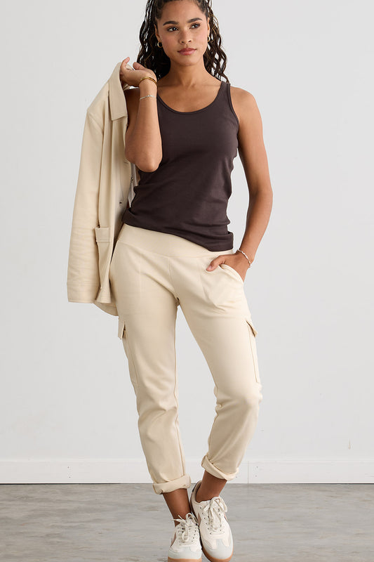 Women's Organic Cotton Double Faced Trouser Pants | Undyed Dye Free No Dye | Fair Indigo | Ethically Made Clothing | Fair Trade Clothes
