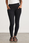 Women's Organic Cotton Blend Rib Knit Leggings 30 in | Black | Fair Indigo | Ethically Made Clothing | Fair Trade Clothes