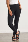 Women's Organic Cotton Blend Rib Knit Leggings 30 in | Black | Fair Indigo | Ethically Made Clothing | Fair Trade Clothes