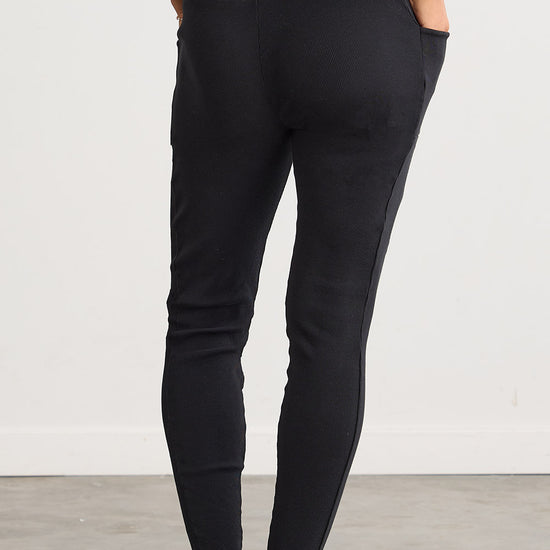Women's Organic Cotton Blend Rib Knit Leggings 30 in | Black | Fair Indigo | Ethically Made Clothing | Fair Trade Clothes