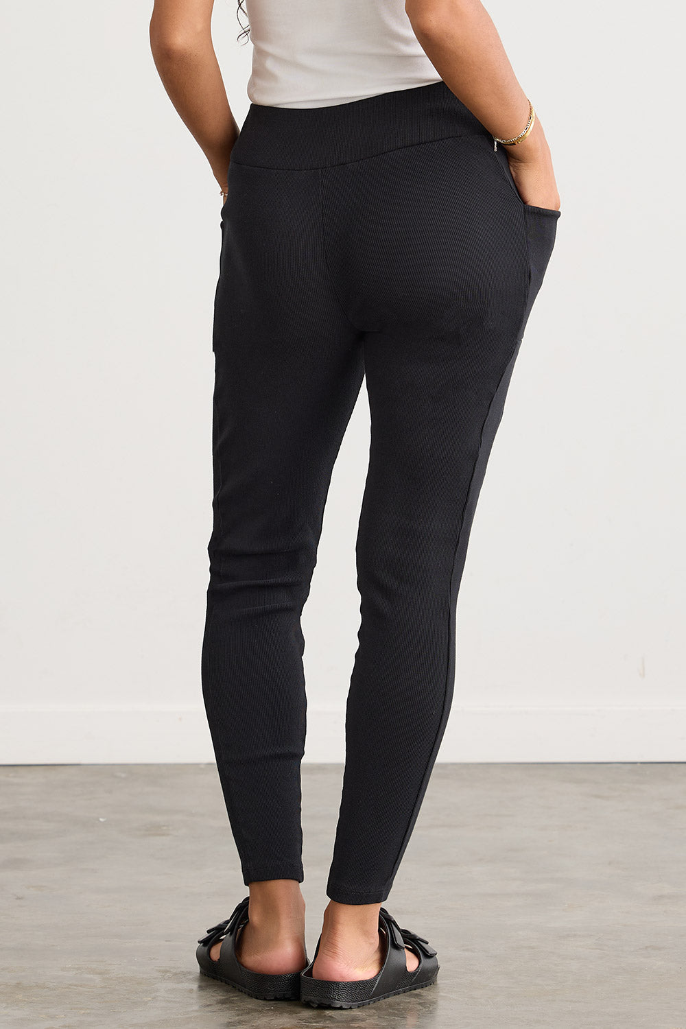 Women's Organic Cotton Blend Rib Knit Leggings 30 in | Black | Fair Indigo | Ethically Made Clothing | Fair Trade Clothes