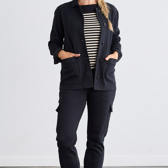 Women's Organic Cotton Double Faced Shirt Jacket | Black | Fair Indigo | Ethically Made Clothing | Fair Trade Clothes