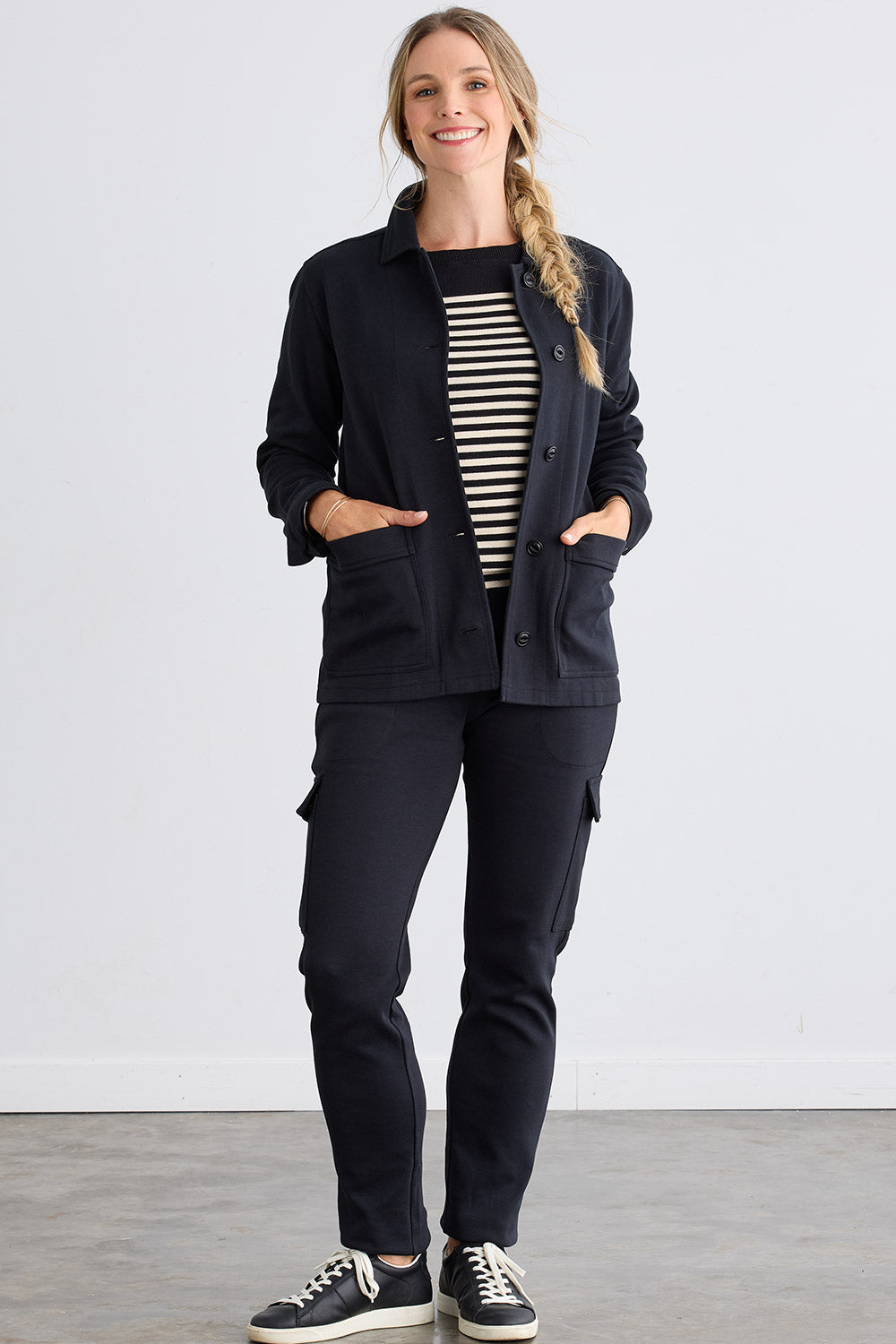 Women's Organic Cotton Double Faced Shirt Jacket | Black | Fair Indigo | Ethically Made Clothing | Fair Trade Clothes