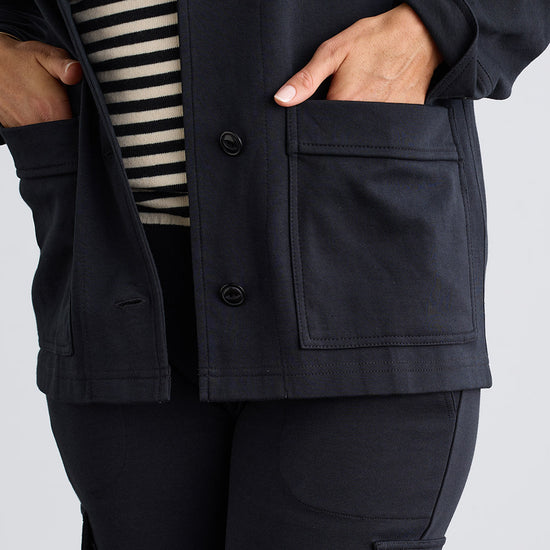 Women's Organic Cotton Double Faced Shirt Jacket | Black | Fair Indigo | Ethically Made Clothing | Fair Trade Clothes