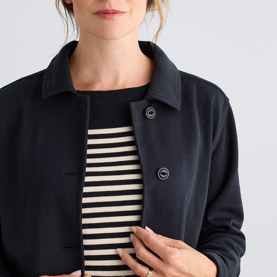 Women's Organic Cotton Double Faced Shirt Jacket | Black | Fair Indigo | Ethically Made Clothing | Fair Trade Clothes